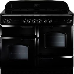 Rangemaster Classic 110 Ceramic - 68260 Electric Range Cooker in Matt Black with Chrome Trim